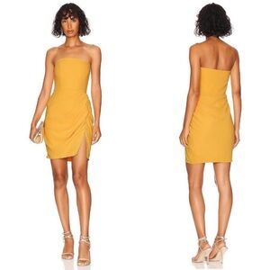 NEW NWT Amanda Uprichard X Revolve Mohan Strapless Dress In Citron Yellow